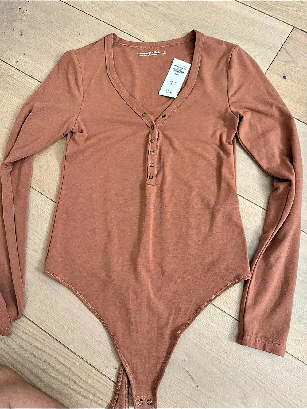 Abercrombie & Fitch Soft & Af Collection bodysuit Long Sleeve Bodysuit in orange